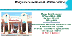 Desktop Screenshot of mangiabenerestaurant.com